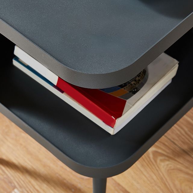 Mid-Century Square Tray Top Side Table 19.6" Tall Iron 4 Legs End Table with Storage