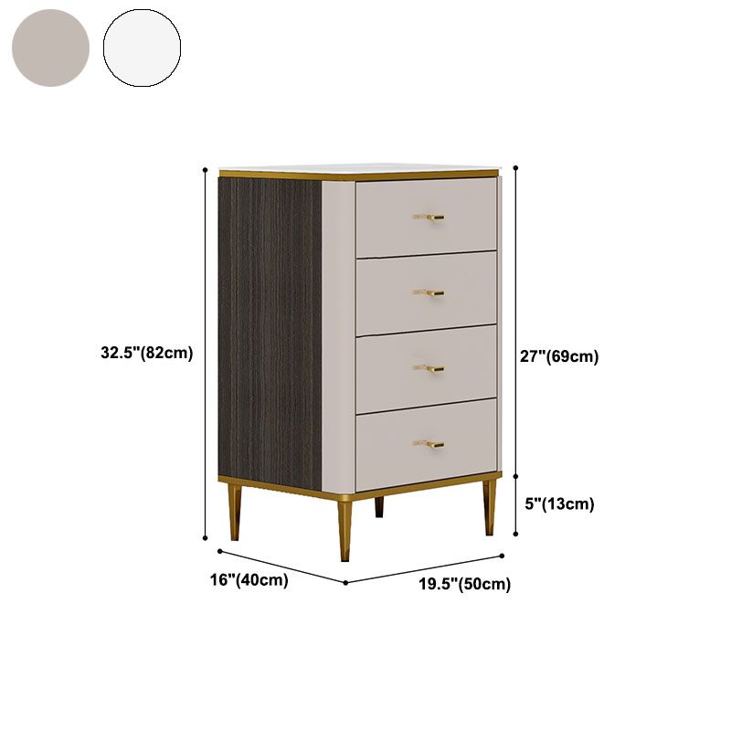 Glam Stone Bedroom Storage Chest White / Grey Vertical Chest with Drawers