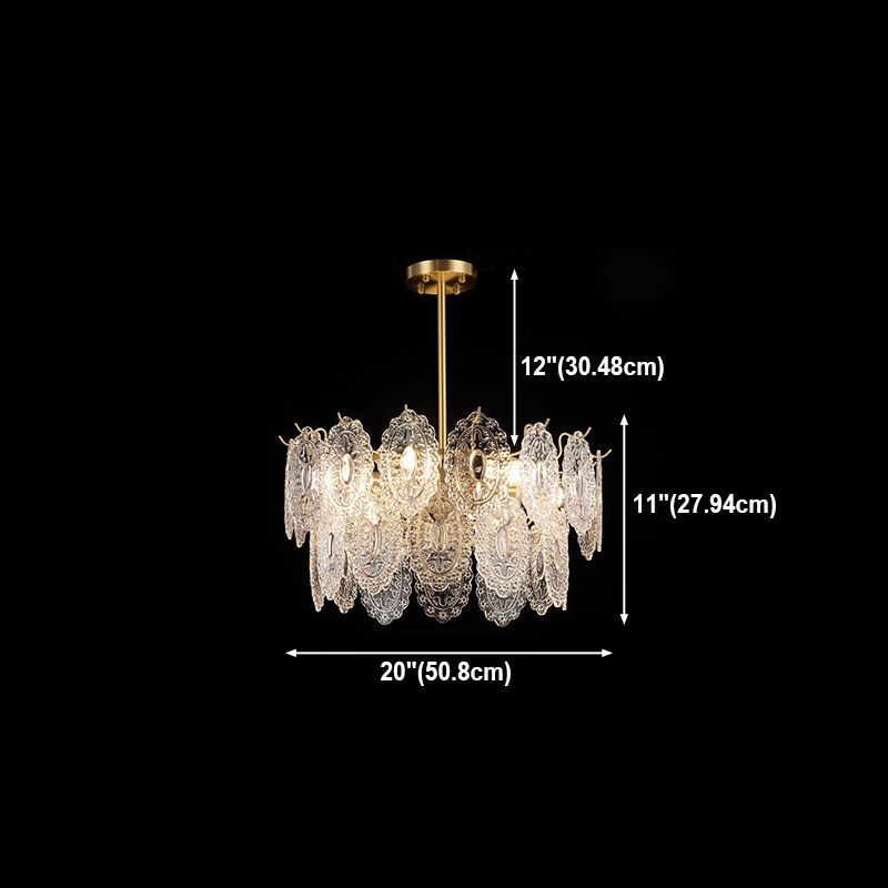 Flared Shade Hanging Light American Style Glass Chandelier Light for Living Room