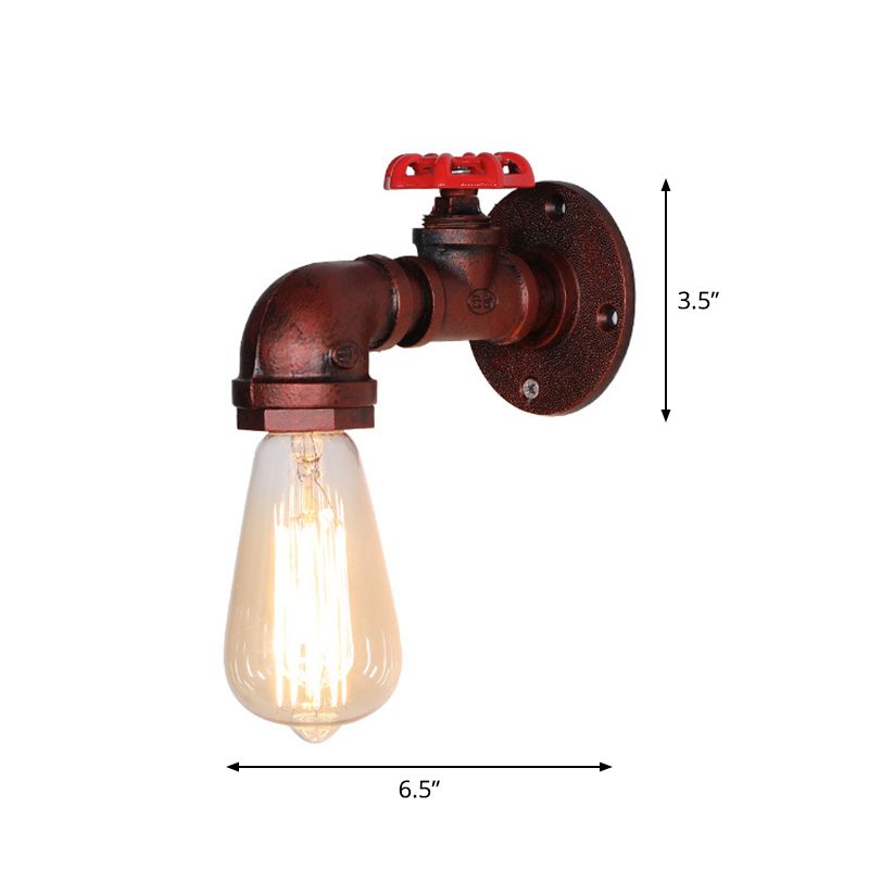Vintage exponierte Lampenwandbeleuchtung Eisenwandmontagelampe mit Ventildekoration