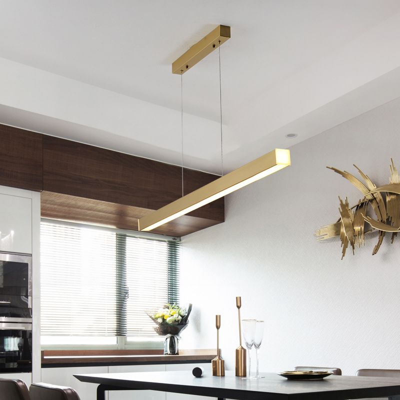 Linear Island Lighting Fixtures Metal Minimalism Pendant Lighting Fixtures for Restaurant