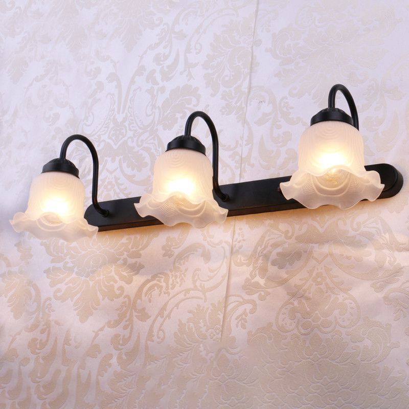3-Light Traditional Bathroom Vanity Light Vintage Style Wall Light with Shades