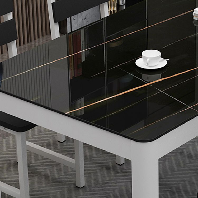 Metal Modern Rectangle Indoor Table Glass Top Table for Dining Room and Kitchen