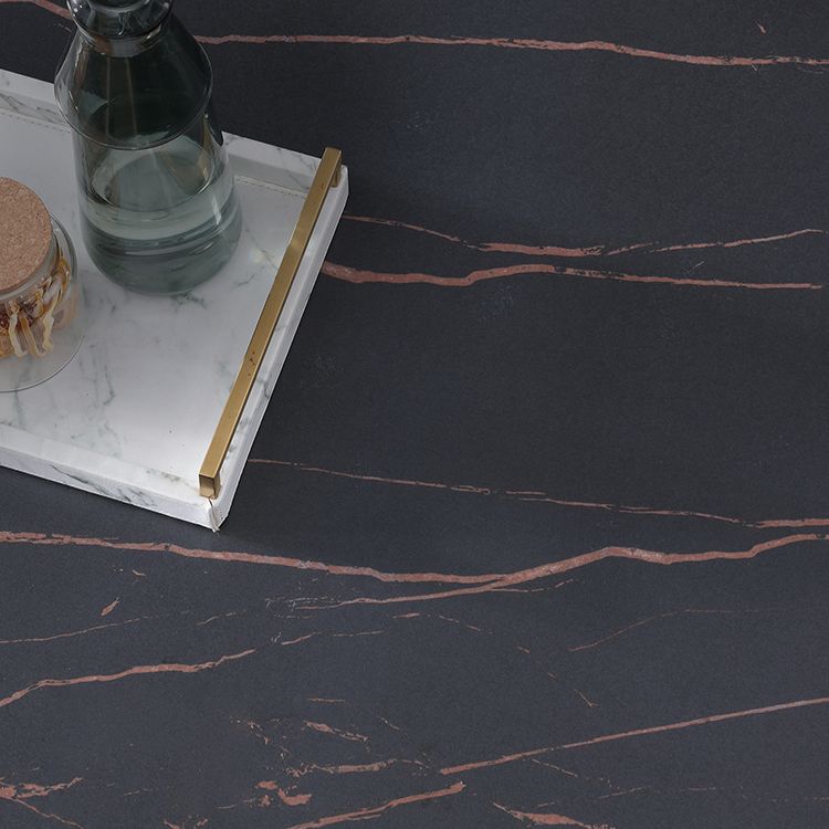 Ovale moderne eettafel Zwart gesinterde stenen tafel met voetstuk