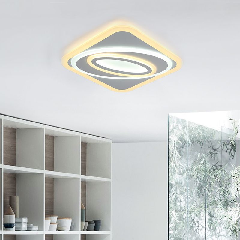 Geometrische LED-Einbauleuchte aus zeitgenössischem Acryl, 8"/19,5" breite Schlafzimmer-Deckenleuchte mit warmem/weißem Licht
