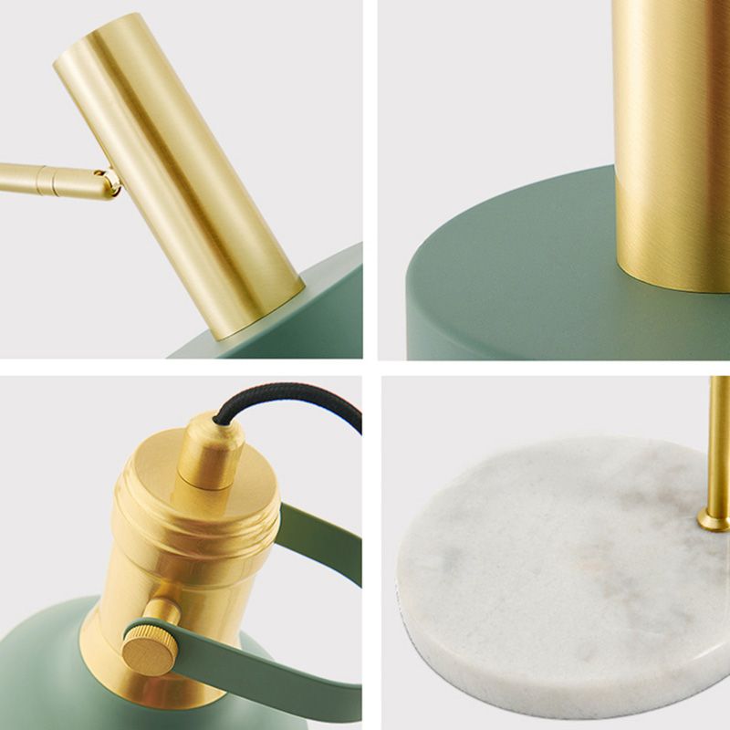 Modern Minimalist Marble Base Table Lamp Cylindrical Iron Shade Bedroom Lighting Fixture