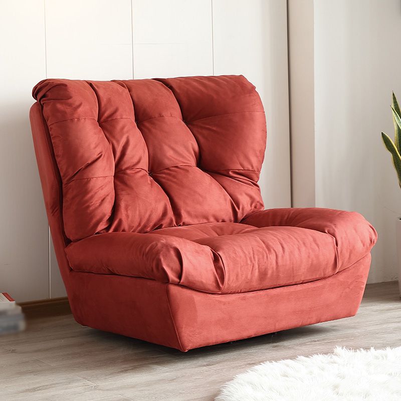 Modern High Back Armless Chair, Fabric Upholstered Biscuit Accent Chair