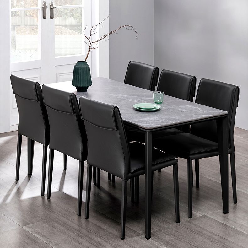 Modern Indoor-Outdoor Dining Room Chairs Leather Dining Armless Chairs (Set of 2)