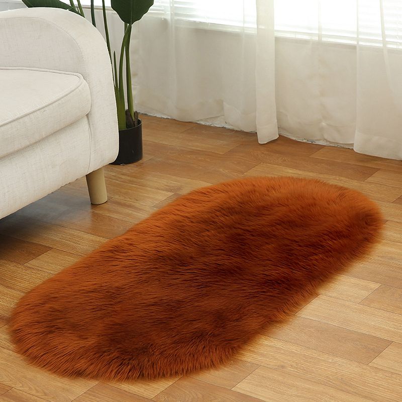Multi Colored Plain Rug Faux Fur Minimalist Carpet Non-Slip Pet Friendly Stain Resistant Rug for Sitting Room