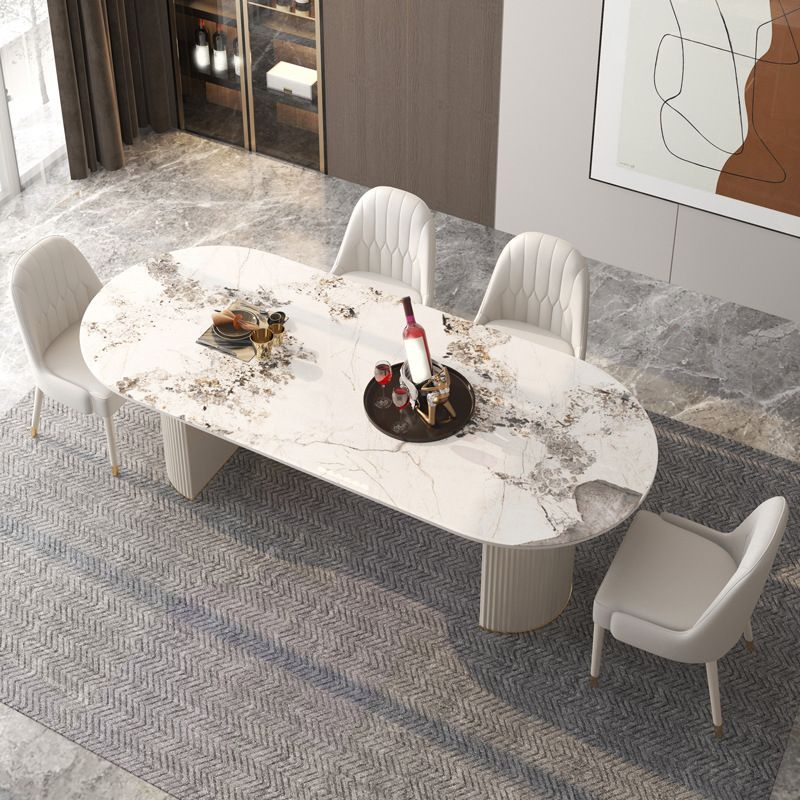 Glam Style Sintered Stone Dining Set Oval 1/3/4/5/7 Pieces Dining Set