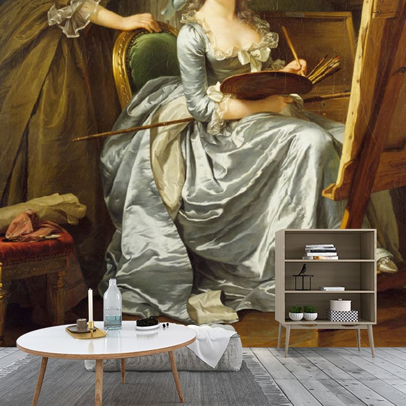 Classic Beauty Wall Covering in Brown Guest Room Mural Wallpaper, Personalized Size Available