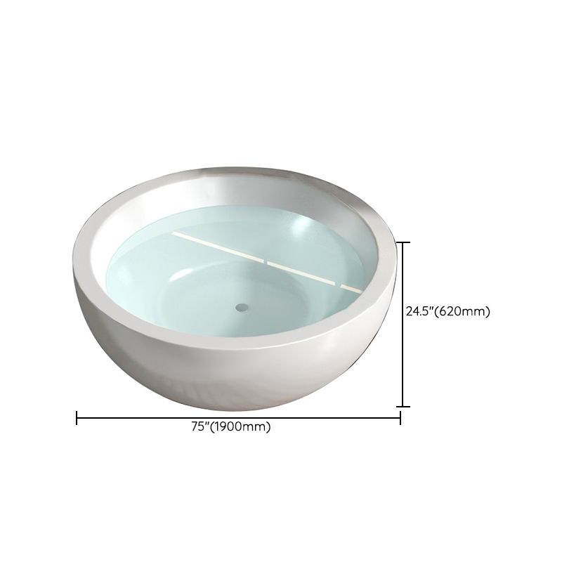 Round Soaking Stand Alone Bathtub Antique Finish Back to Wall Bath Tub