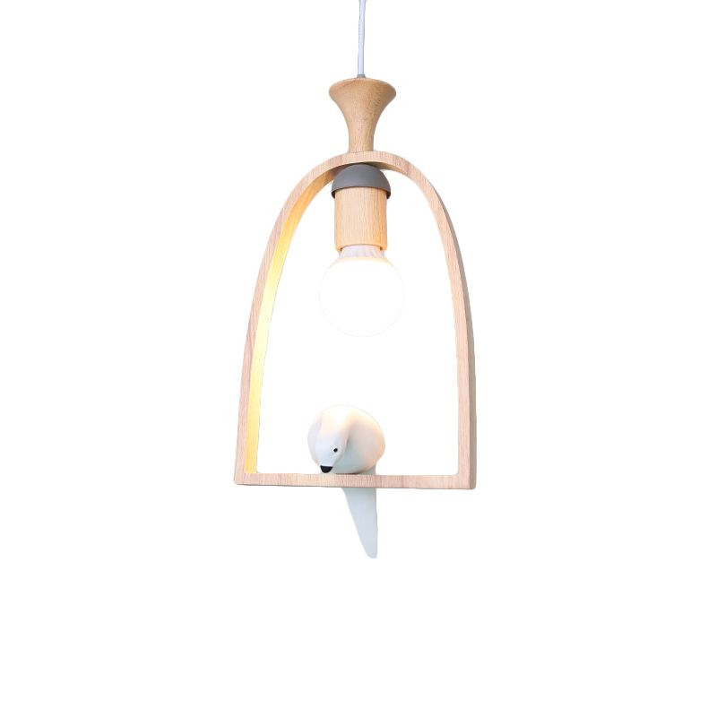 Pendante à cage à oiseaux en bois avec Pigeon Cafe 1 PEPLE PRENDANT RUSTIQUE CHEAUX