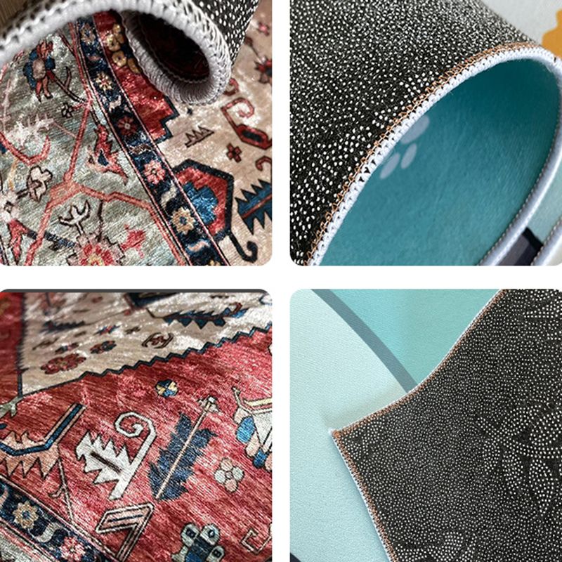 Grey Contemporary Carpet Polyester Geometric Pattern Carpet Washable Carpet for Home Decor