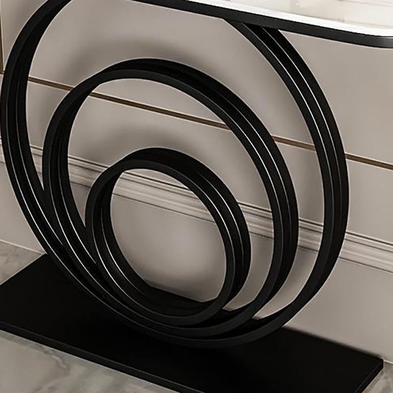 Modern Half Moon Accent Table Stone Console Sofa Table for Hall