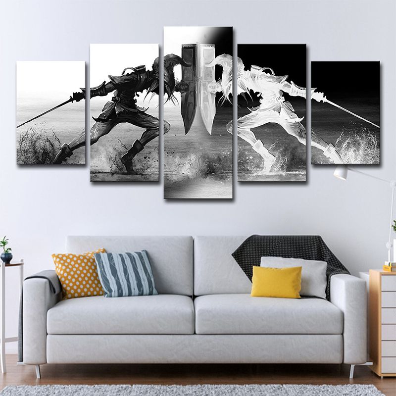 Legend of Zelda Game Canvas Grey and White Kids Wall Art Decor for House Interior