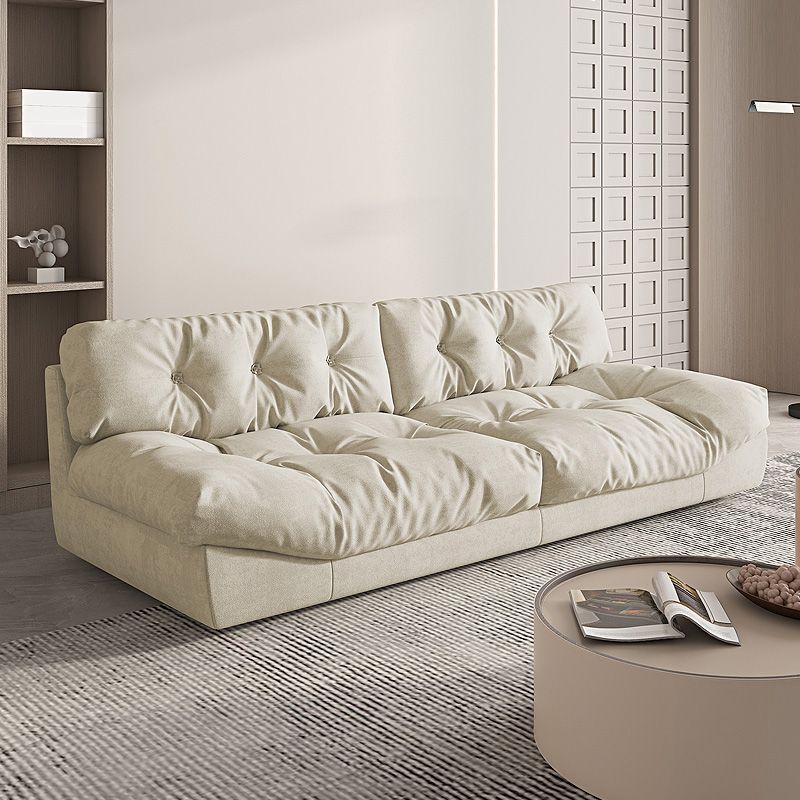 Scandinavian Cream Velvet Armless Sofa/Sectionals with Removable Cushions