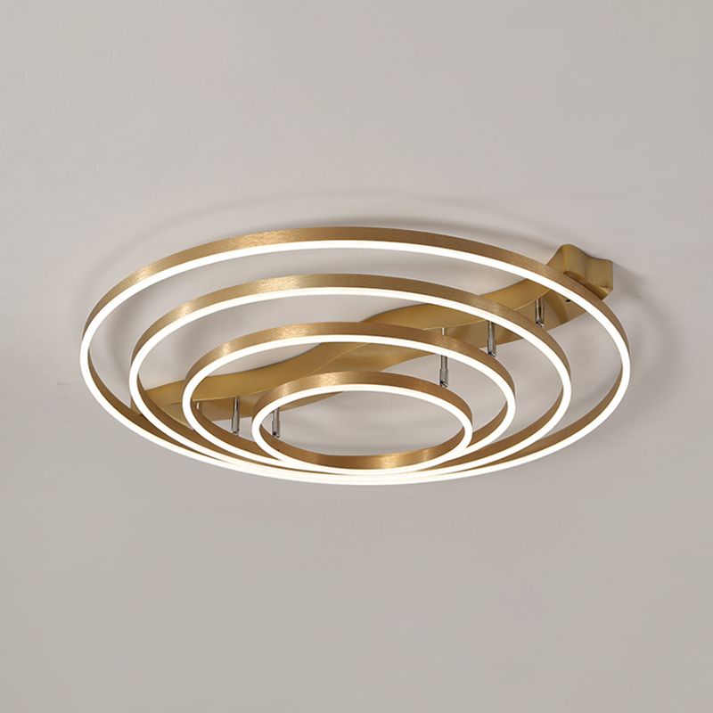 Brass multi-ring flushmount licht eenvoud led metalen plafond spoellicht voor woonkamer