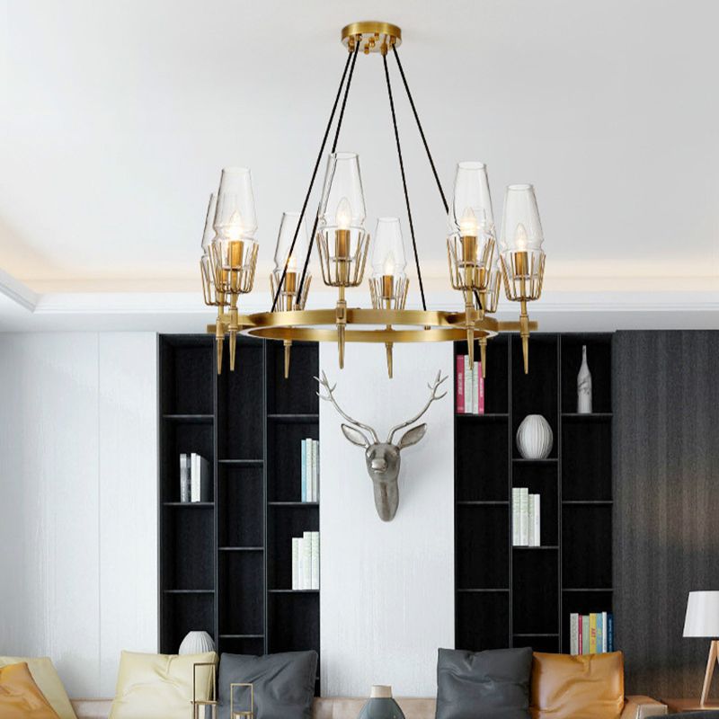 Duidelijke glas 8-lichts hangende plafondlampen radiale moderne stijl kroonluchter lamparmaturen