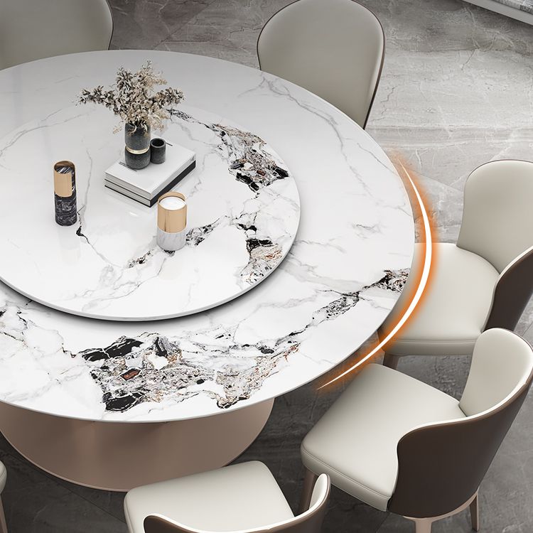Round Stone Dining Room Table Traditional Luxury Table with Pedestal Casual