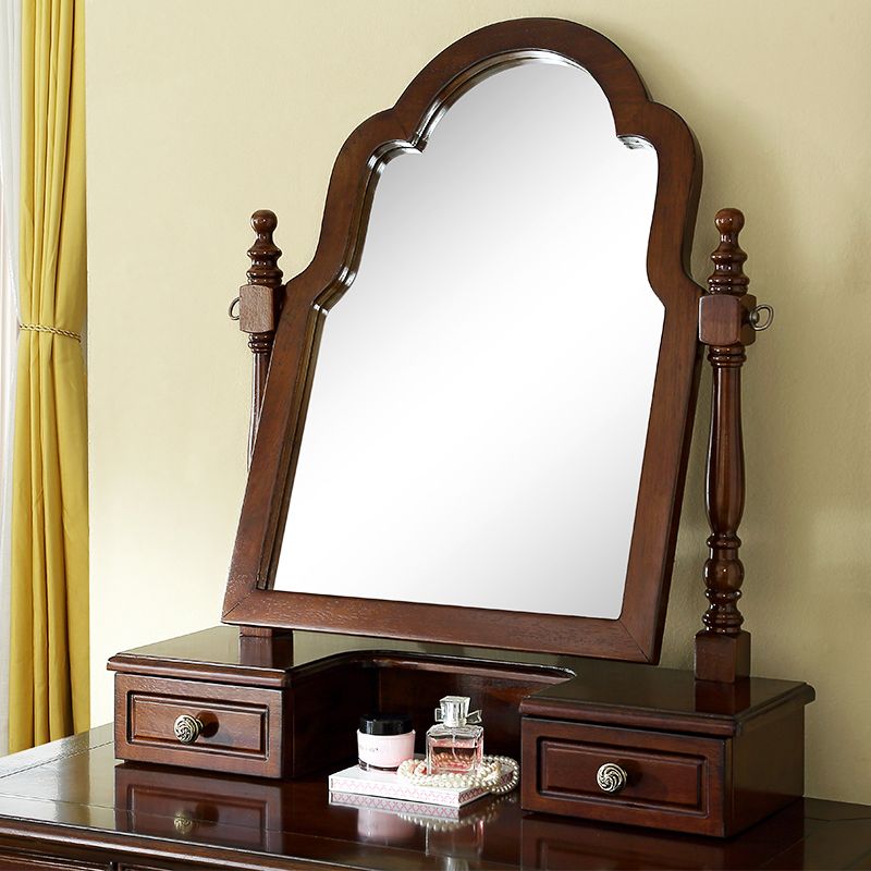 Traditional Makeup Vanity Desk Table with Drawer in Brown for Bedroom
