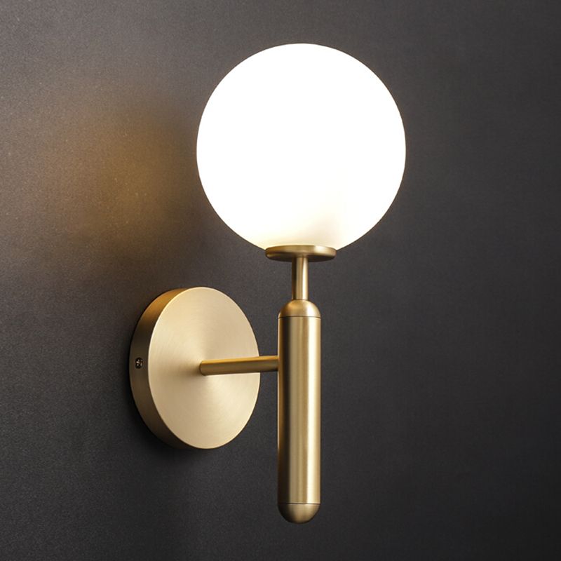 Modern Minimalist Style Global Wall Lighting Fixtures Metal 1 Light Wall Lights with Glass Shade
