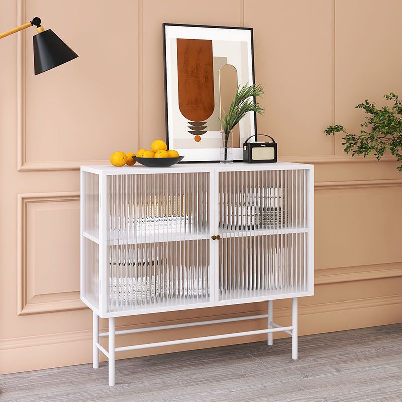 Modern Metal China Cabinet Glass Doors Storage Cabinet for Dining Room