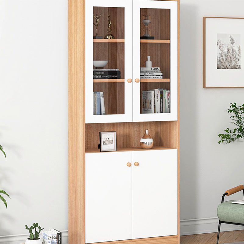 74.5"H Modern Bookcase Wood Closed Back Bookshelf with Door for Home Office