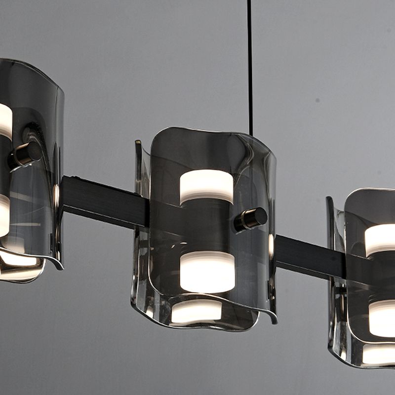 Black Hanging Light Contemporary Island Lighting with Glass Shade for Kitchen