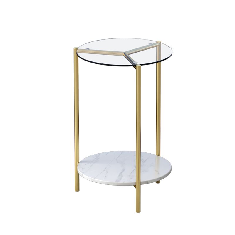 23.62" Tall Modernism Side Table Gold Glass Top Side End Table