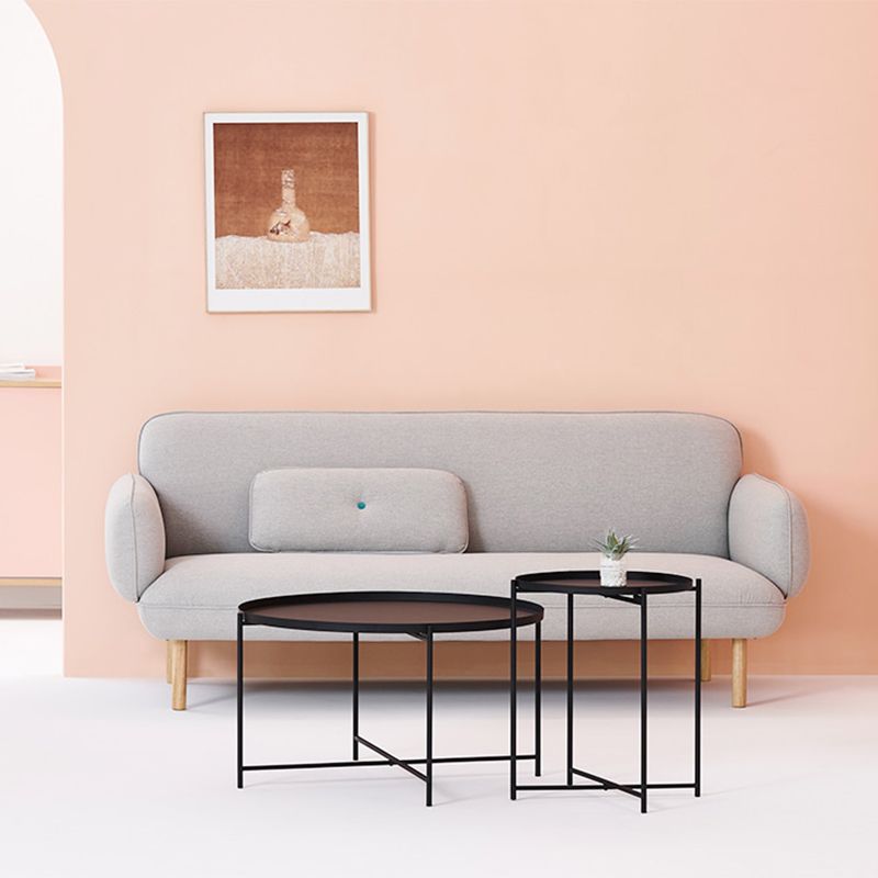 Cross Legs Tray Top Coffee Table Round Metallic Cocktail Table