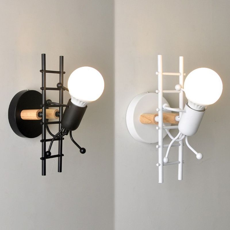Climbing Stair Man Bedroom Wall Sconce Iron 1-Light Decorative Wall Lighting Fixture
