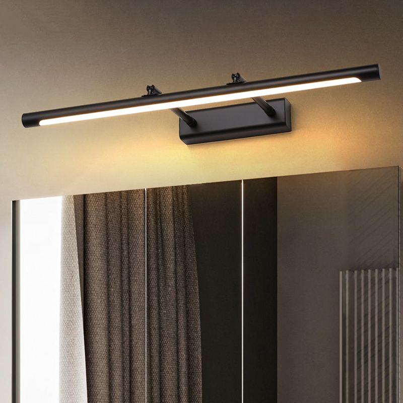 Metal Linear Shade Swing Arm Wall Lights Modern 1 Head Wall Mount Fixture in Black