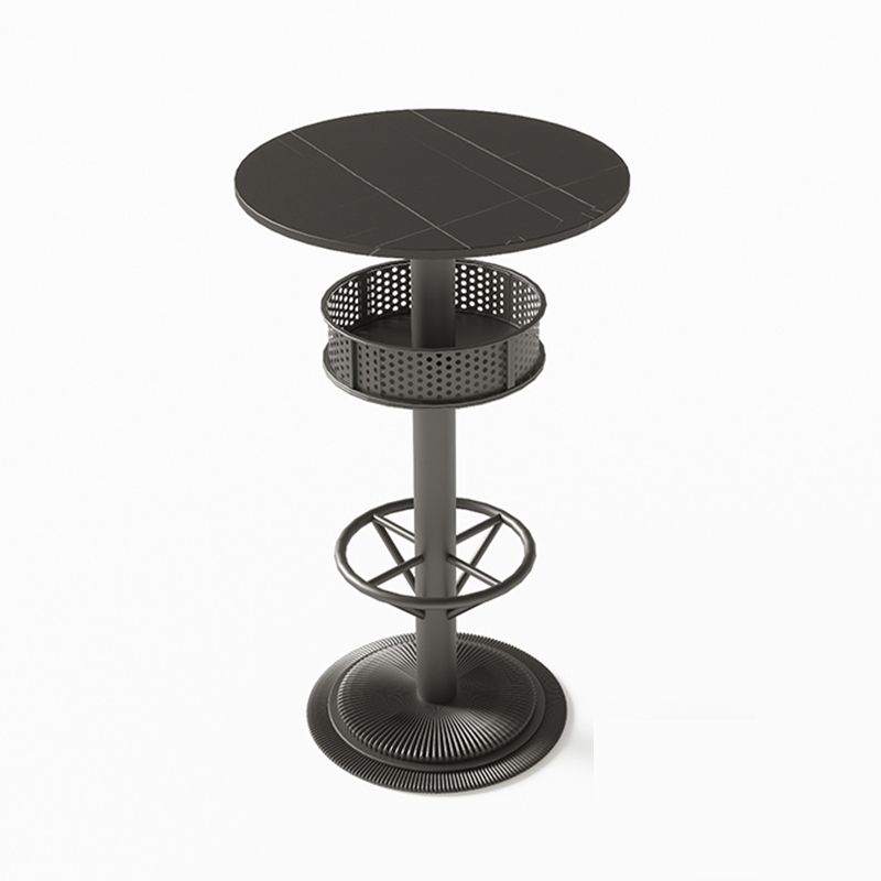 Industrial Style Bar Height Table Black Bar Dining Table with Storage