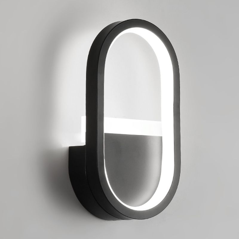 Metal Oval Shape Wall Lighting Modern 1-Light Wall Mounted Light Fixture