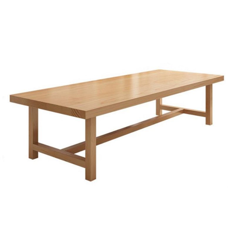 Rectangle Pine Solid Wood Table Modern Dining Table Trestle Base for Restaurant