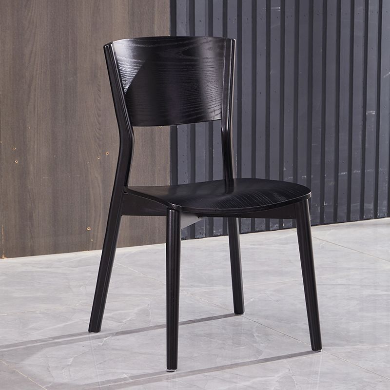 Silla lateral de comedor con respaldo abierto de estilo industrial, sillas laterales de madera sin brazos con patas