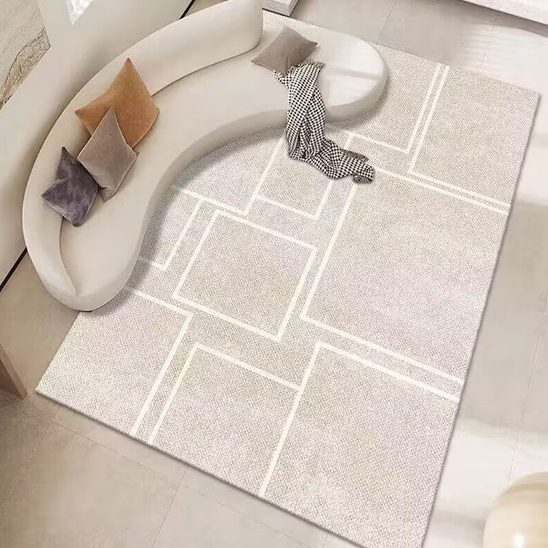 Contemporary Abstract Printed Bedroom Stain Resistant Rectangle Polyster Indoor Rug