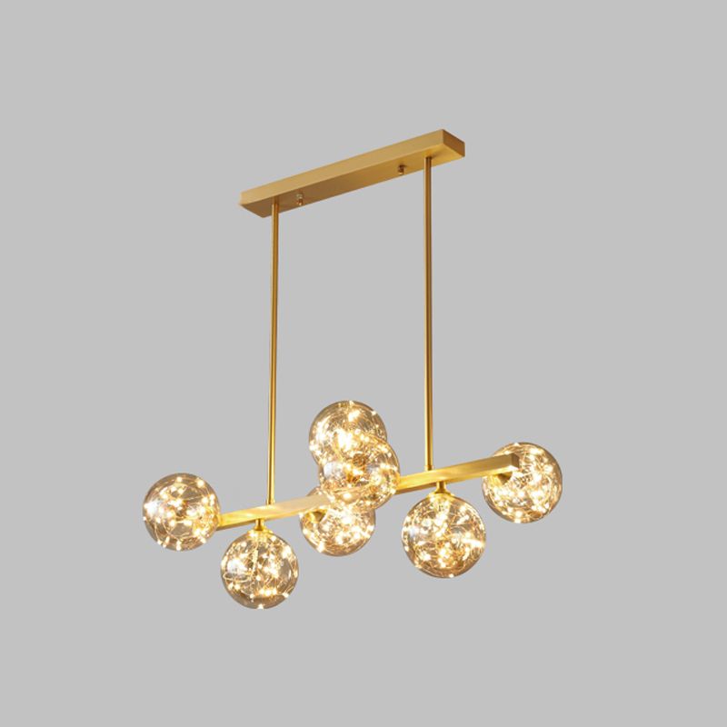 Contemporary Island Light Fixtures Sphere Glass Island Lights in Gold