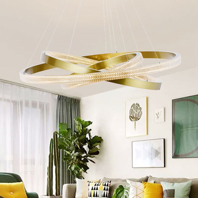 Fissature per illuminazione lampadario multi-testa lampada lampadario moderno ad anello con tonalità acrilica chiara