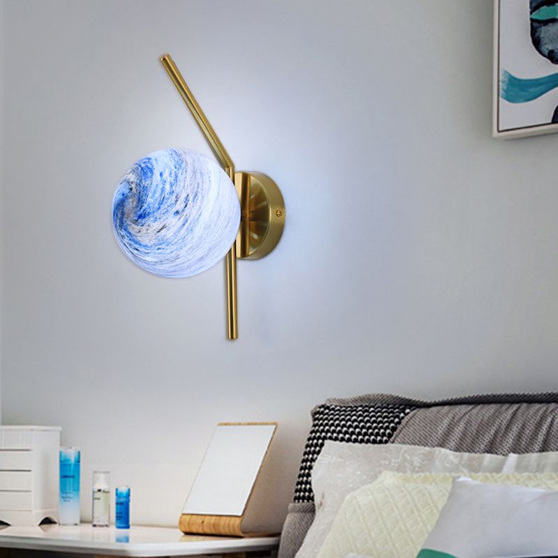 Modernist Wall Sconce Orb Glass Wall Light Fixture for Bedroom