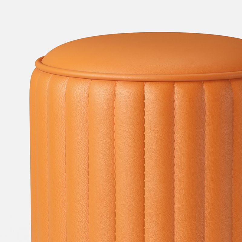 Contemporary Plain Ottoman Faux Leather Round Footstool Ottoman