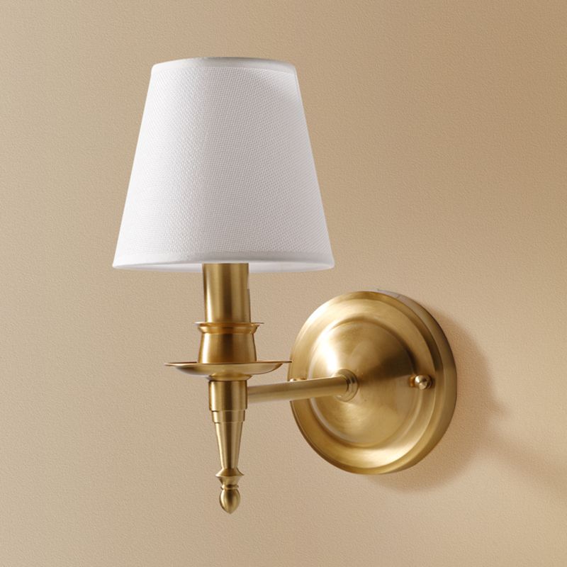 American Style Copper Wall Light Cylinder Shape Wall Lamp for Bedroom