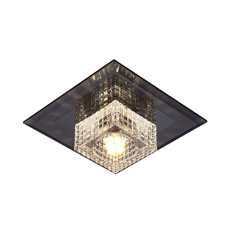 Squared LED Flush Mount Light Simplicity Clear Crystal Passage Flush Mount Ceiling Light