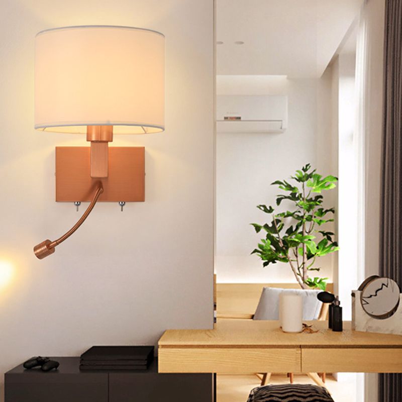 Cylinder Wall Lighting Modern Creative Fabric Wall Sconces in Gold