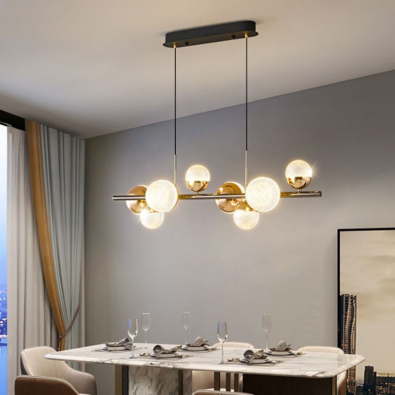 8-Light Globe Island Light Fixtures Modern Metal Kitchen Pendant Lights with Acrylic Shade