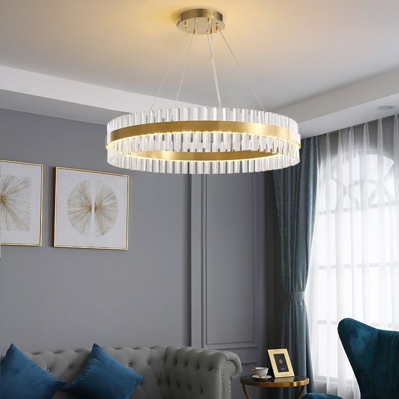 Contemporary Circular LED Chandelier Pendant Light Crystal Ceiling Pendant Light