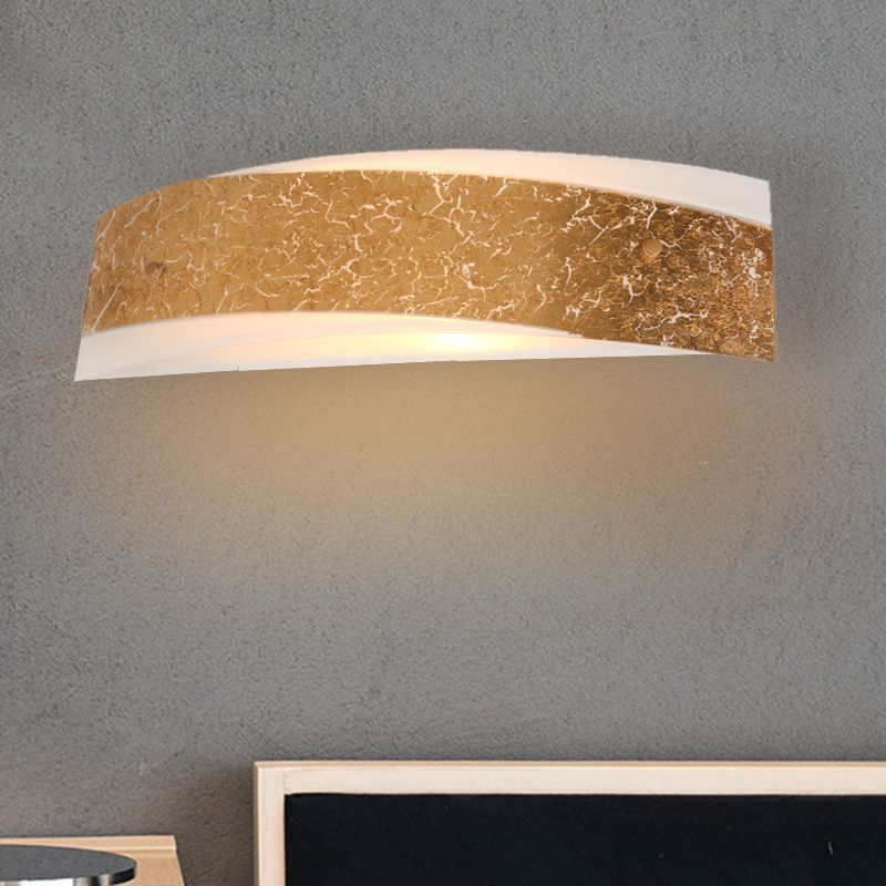 Gold Curved LED Wall Lamp Modernist 2 Lights Metal Wall Mount Lighting for Living Room
