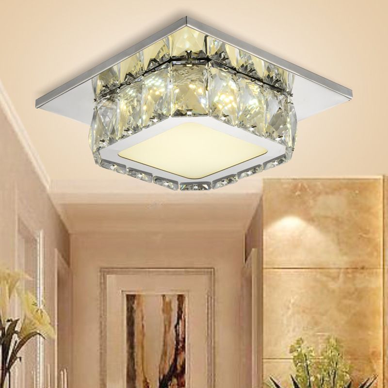 Clair / ambre cristal carré encastré lumière moderne LED couloir encastré luminaire neutre / tons chauds / blanc / 3 couleurs