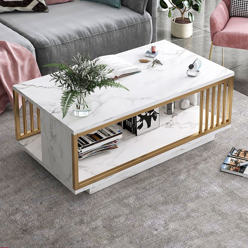 Rectangular Storage Coffee Table Contemporary Frame Cocktail Table for Home